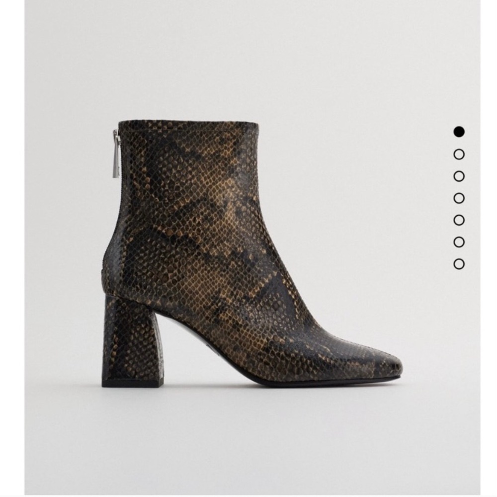 Zara wide heel snake ankle boots